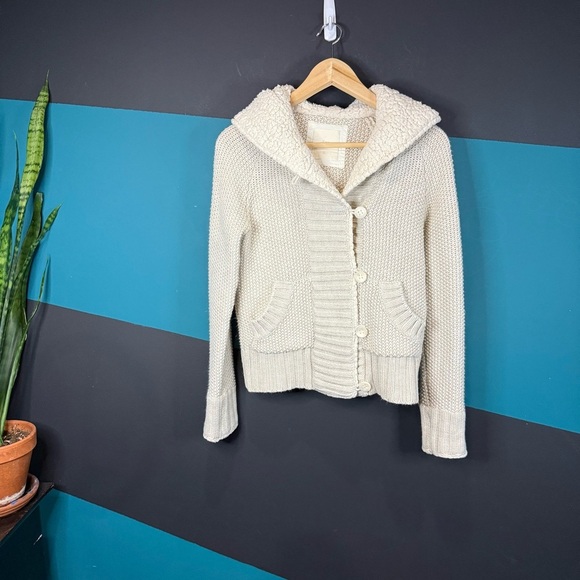 Zara Cream Button-Up Hooded Cardigan - Picture 2 of 12